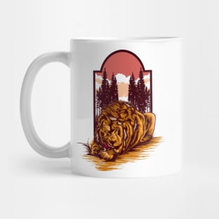 A lion enjoying its prey Mug